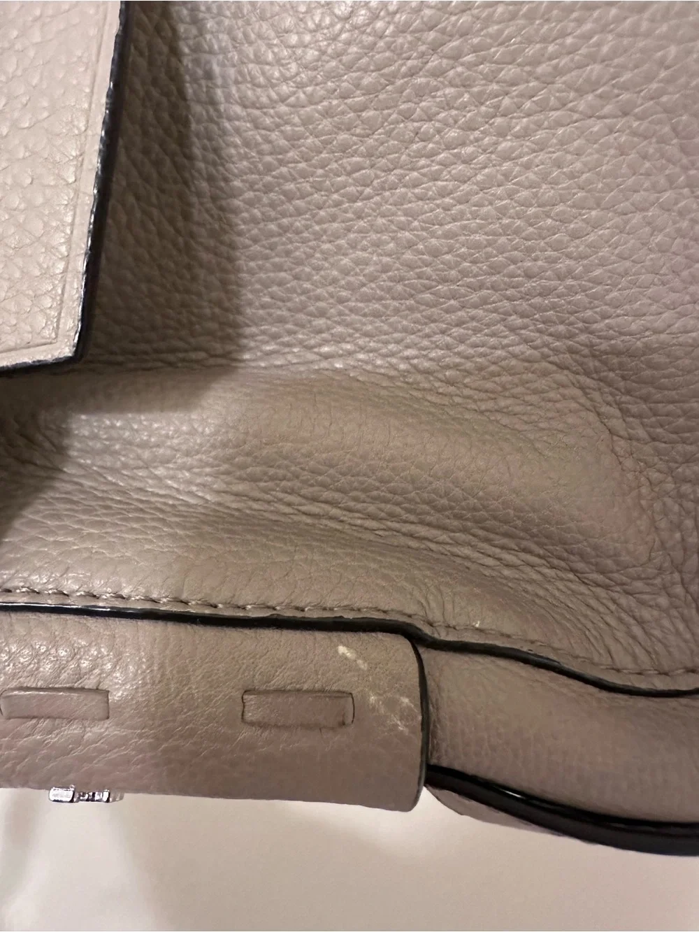 Tory Burch Gemini Link Taupe Leather Shoulder Bag Purse with Silver Hardware
